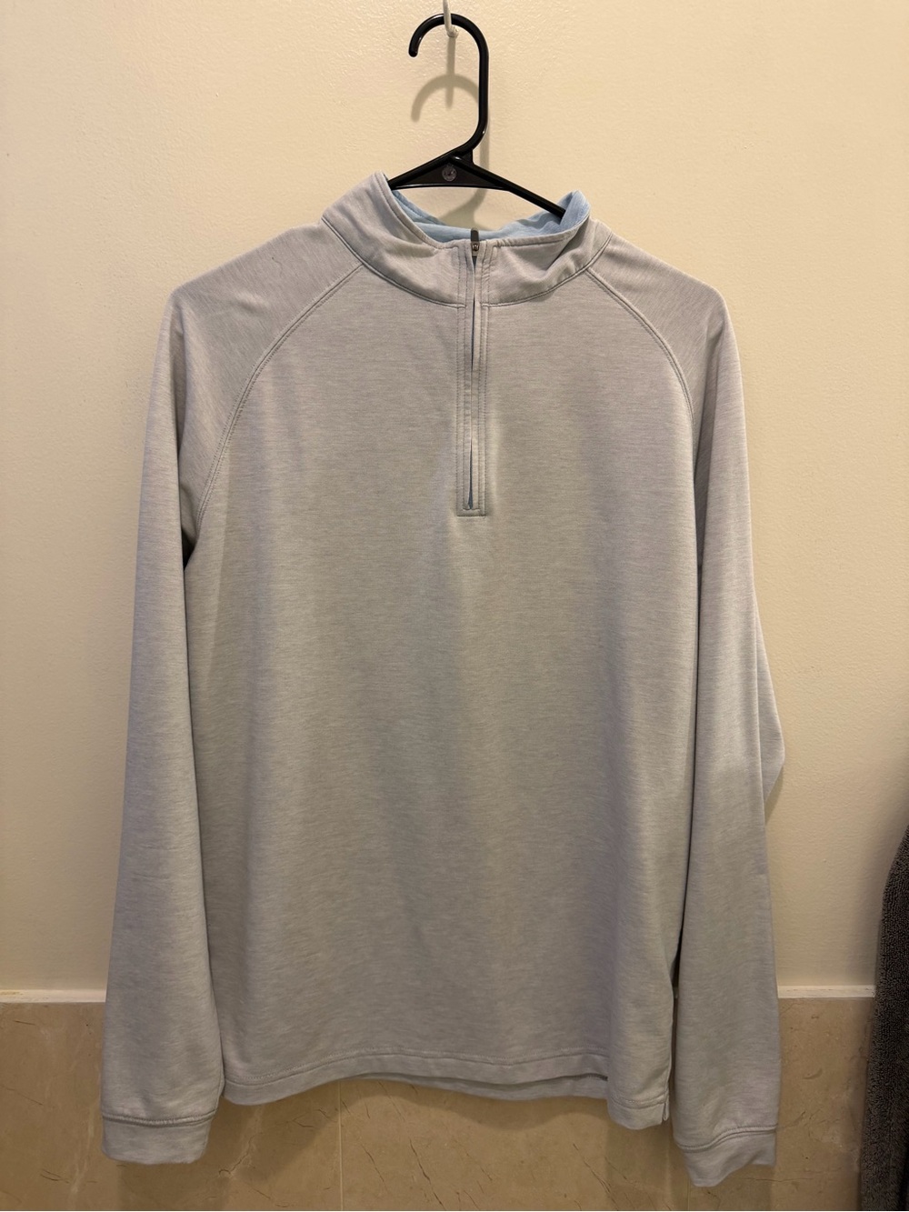 Peter Millar Light Blue and Light Gray Half-Zip Pullover